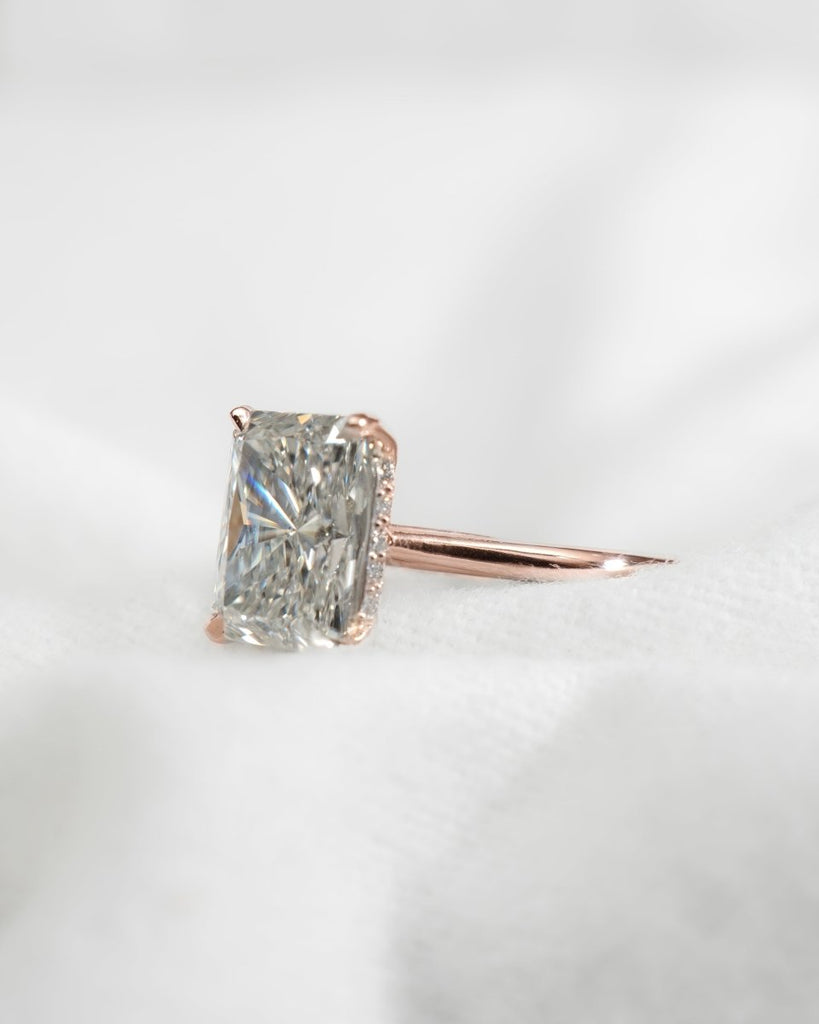 Radiant Hidden Halo Solitaire 18k Rose Gold | Lab Grown Diamond Engagement Ring - Lester & Brown