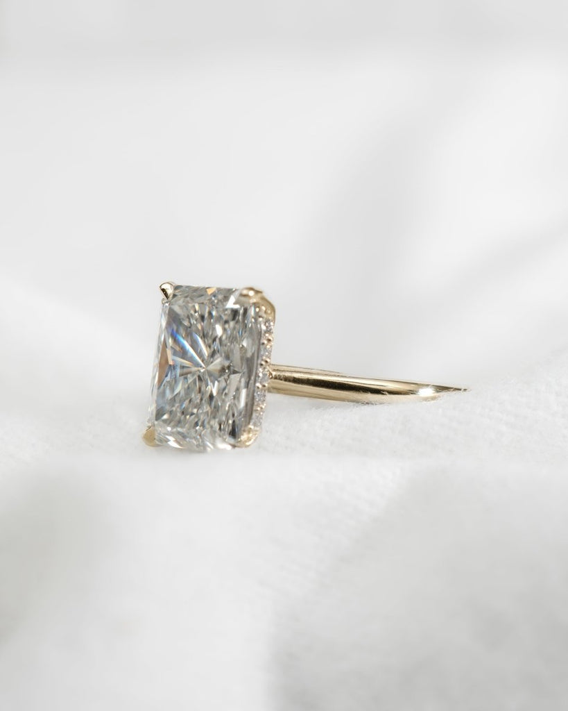 Radiant Hidden Halo Solitaire 18k Yellow Gold | Lab Grown Diamond Engagement Ring - Lester & Brown