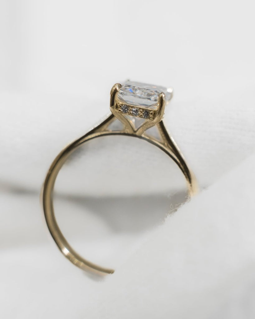 Radiant Hidden Halo Solitaire 18k Yellow Gold | Lab Grown Diamond Engagement Ring - Lester & Brown
