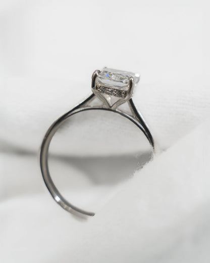 Radiant Hidden Halo Solitaire Platinum | Lab Grown Diamond Engagement Ring - Lester & Brown