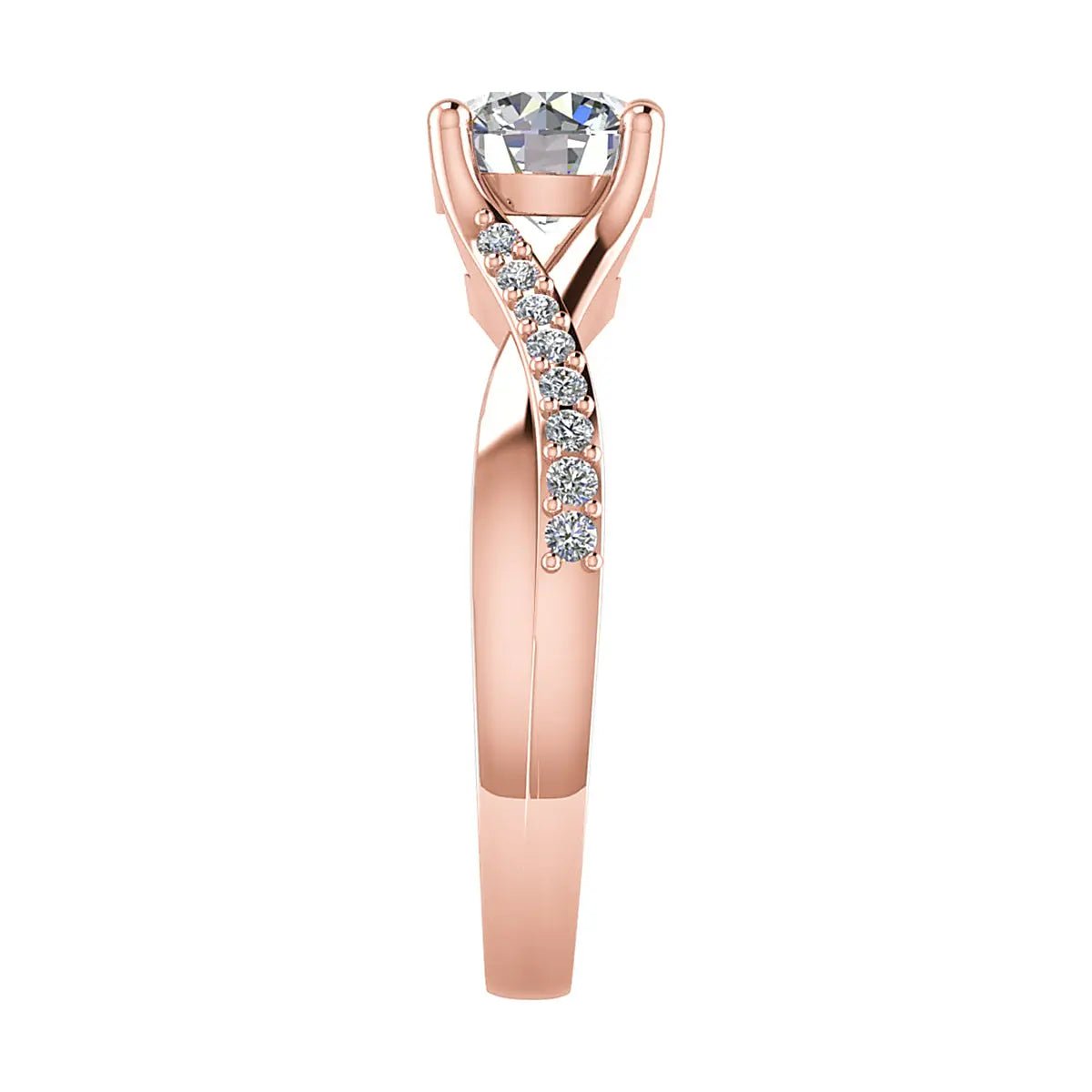 Round 18K Rose Gold Lab Grown Diamond Set Shoulders - Lester & Brown