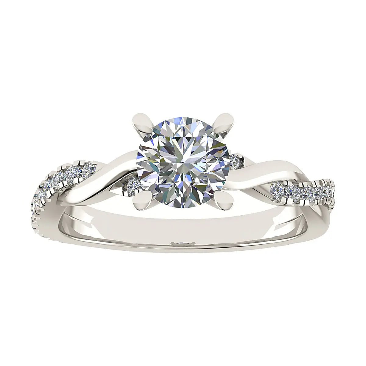 Round 18K White Gold Lab Grown Diamond Set Shoulders - Lester & Brown