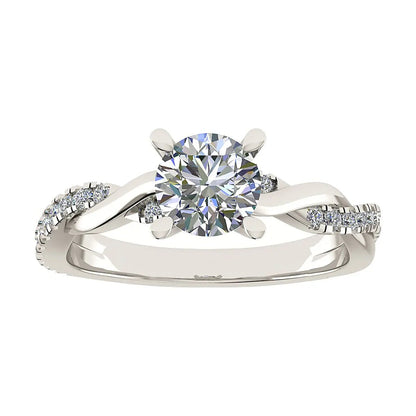 Round 18K White Gold Lab Grown Diamond Set Shoulders - Lester & Brown