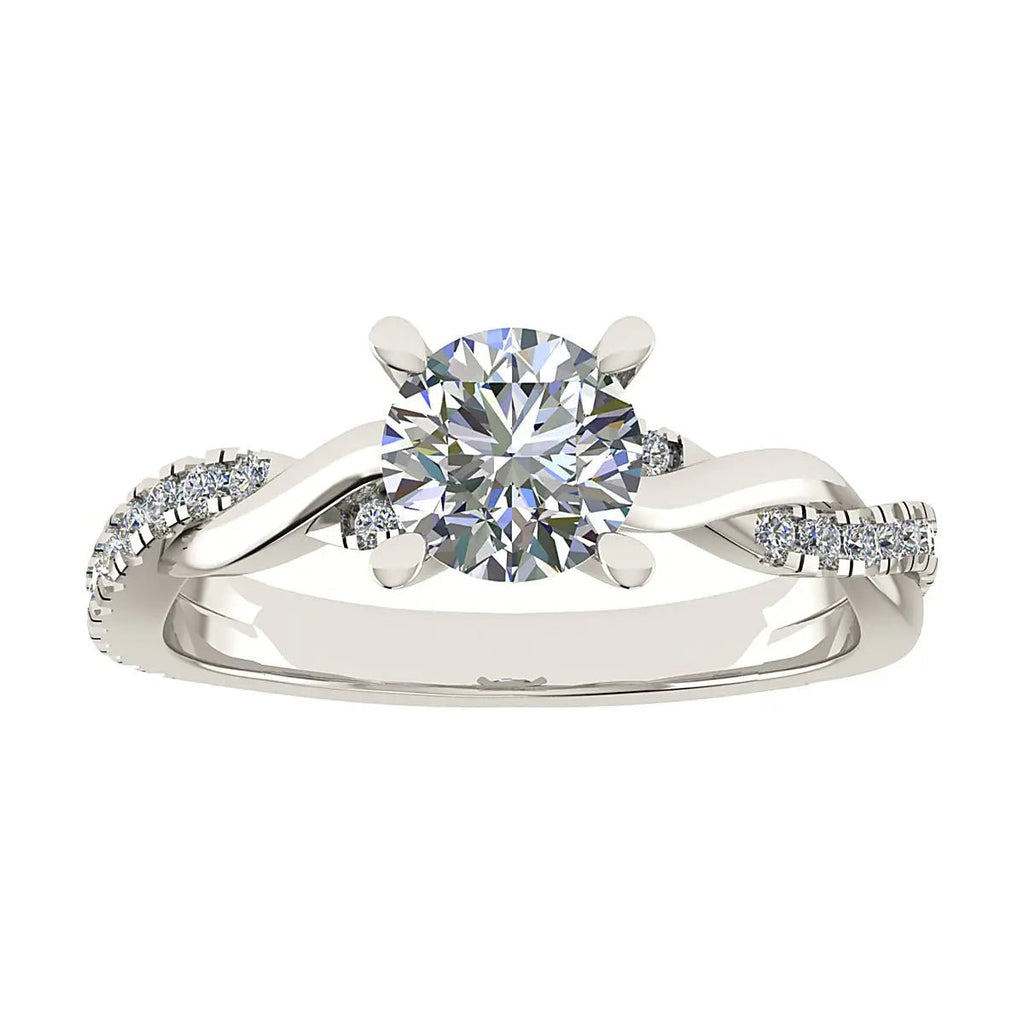 Round 18K White Gold Lab Grown Diamond Set Shoulders - Lester & Brown