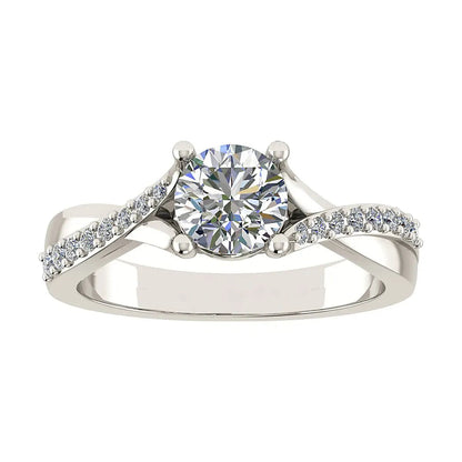 Round 18K White Gold Lab Grown Diamond Set Shoulders - Lester & Brown