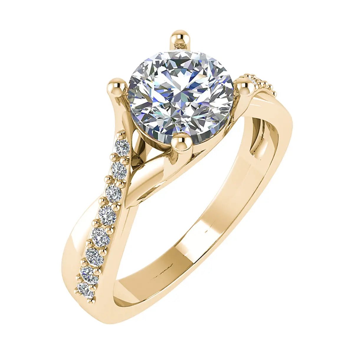Round 18K Yellow Gold Lab Grown Diamond Set Shoulders - Lester & Brown