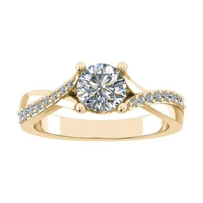 Round 18K Yellow Gold Lab Grown Diamond Set Shoulders - Lester & Brown