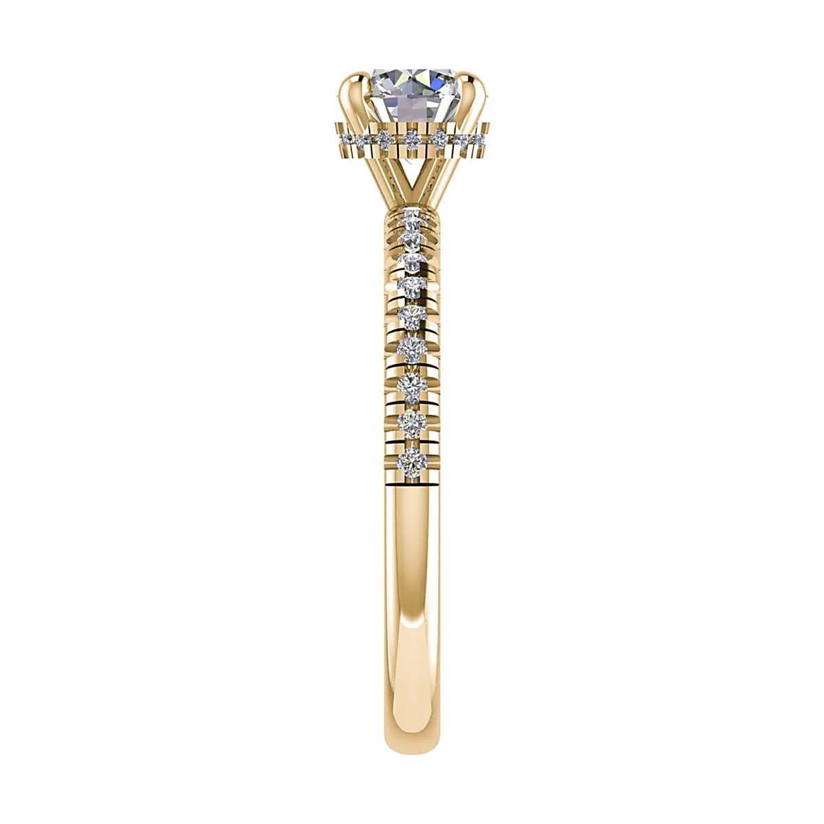 Round 18K Yellow Gold Lab Grown Diamond Set Shoulders (Hidden Halo) - Lester & Brown