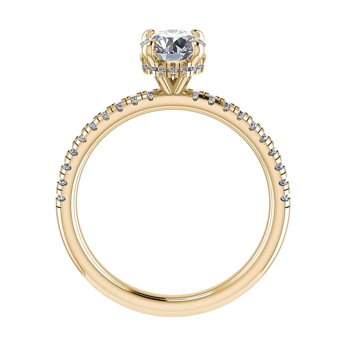 Round 18K Yellow Gold Lab Grown Diamond Set Shoulders (Hidden Halo) - Lester & Brown