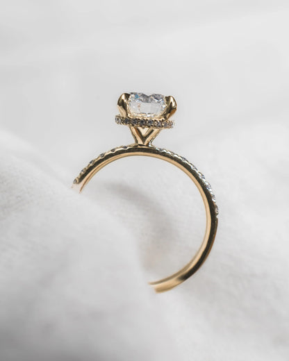 Round 18K Yellow Gold Lab Grown Diamond Set Shoulders (Hidden Halo) - Lester & Brown