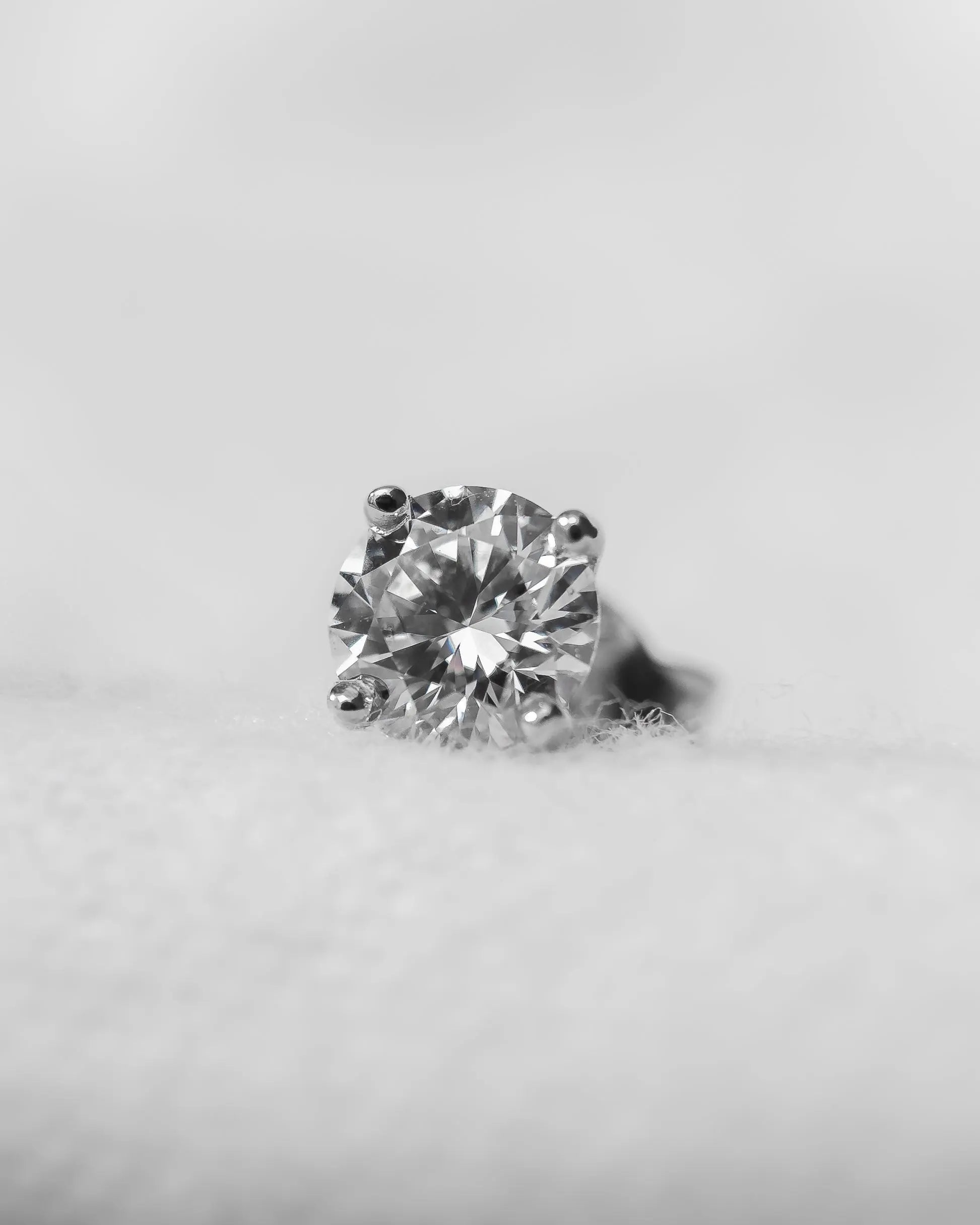 Round Lab Grown Diamond Stud Earrings | 18K White Gold - Lester & Brown