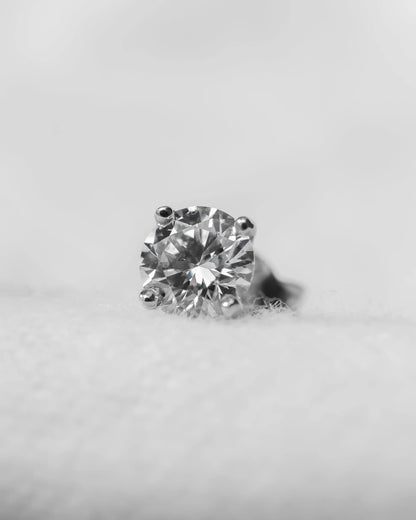 Round Lab Grown Diamond Stud Earrings | 18K White Gold - Lester & Brown