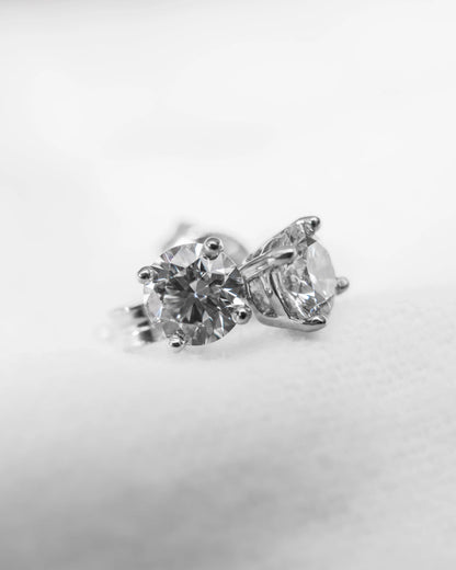 Round Lab Grown Diamond Stud Earrings | 18K White Gold - Lester & Brown