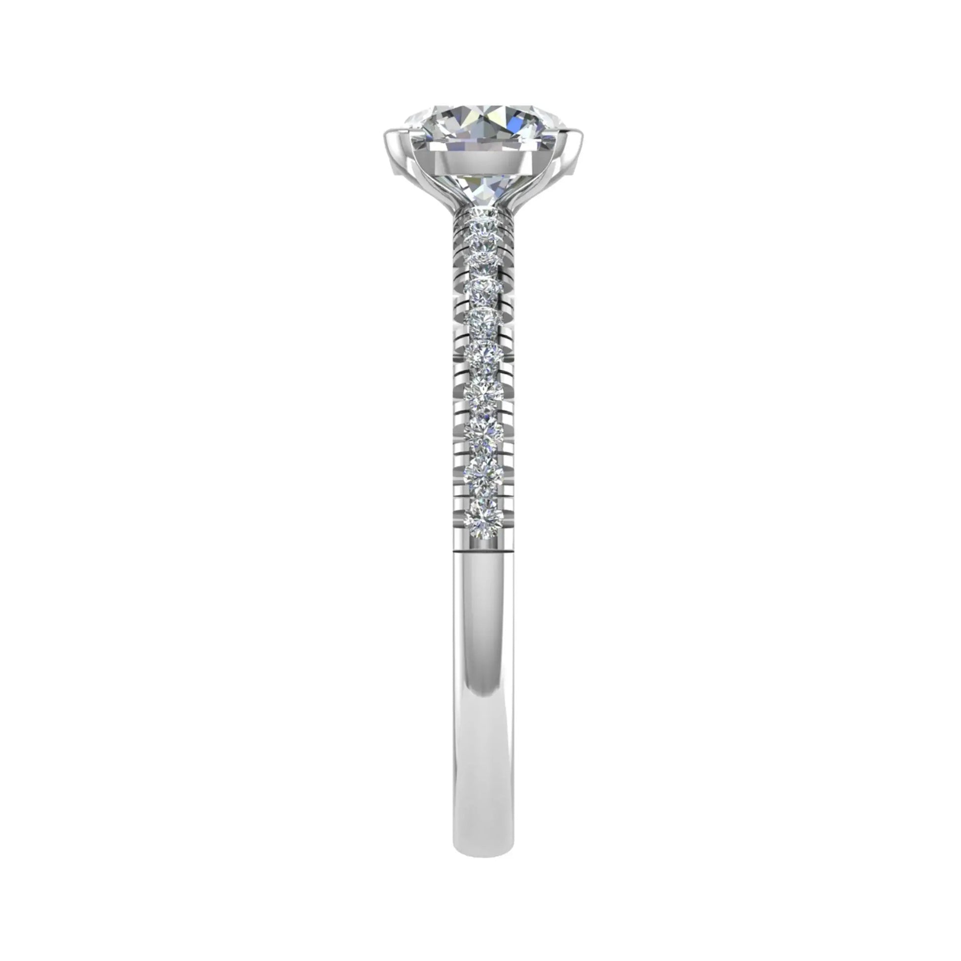 Round Platinum Lab Grown Diamond Set Shoulders - Lester & Brown