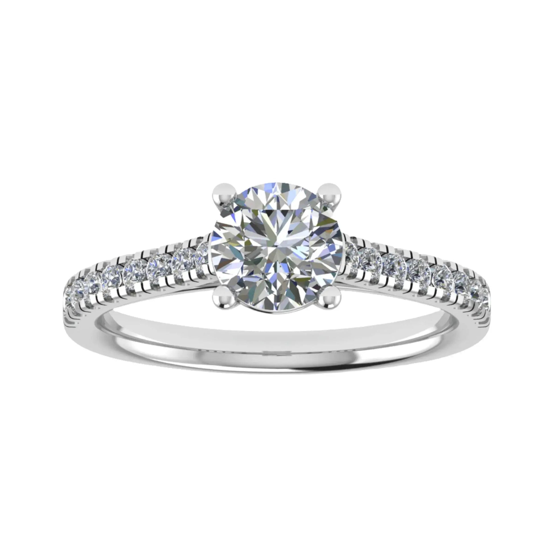 Round Platinum Lab Grown Diamond Set Shoulders - Lester & Brown