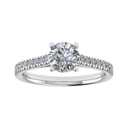 Round Platinum Lab Grown Diamond Set Shoulders - Lester & Brown