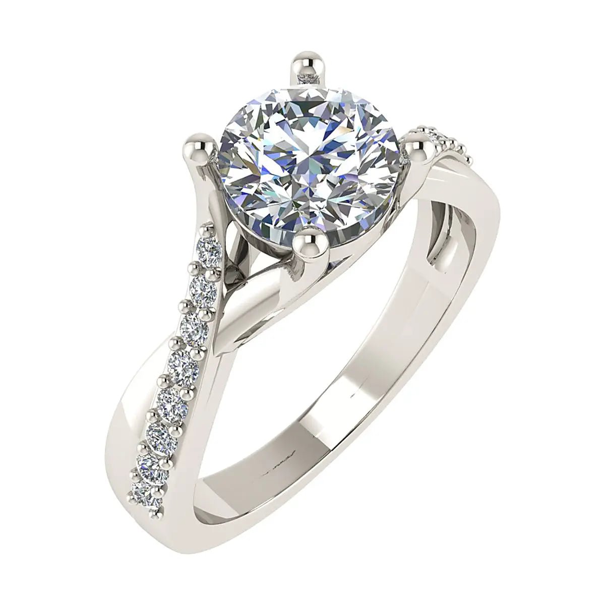 Round Platinum Lab Grown Diamond Set Shoulders - Lester & Brown