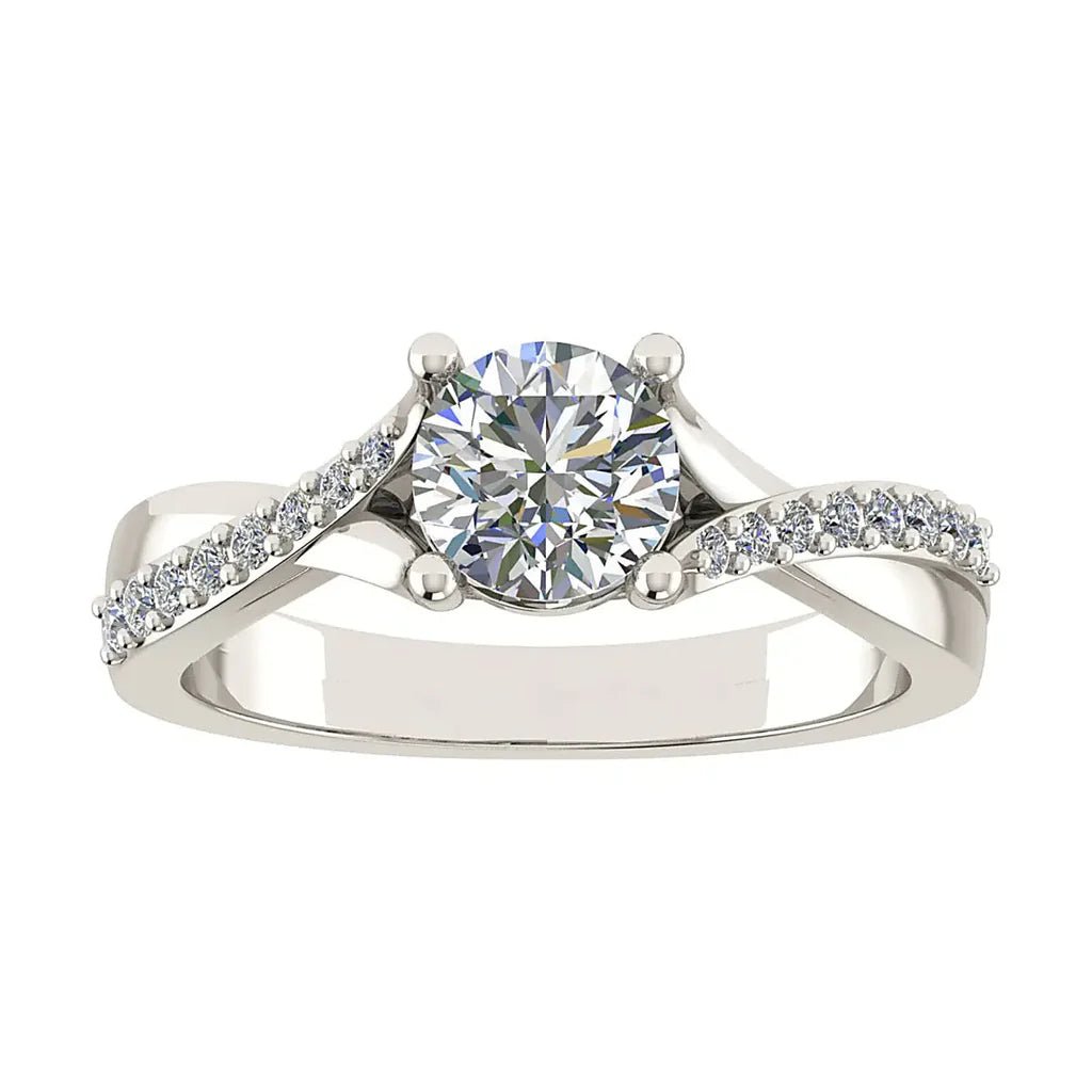 Round Platinum Lab Grown Diamond Set Shoulders - Lester & Brown