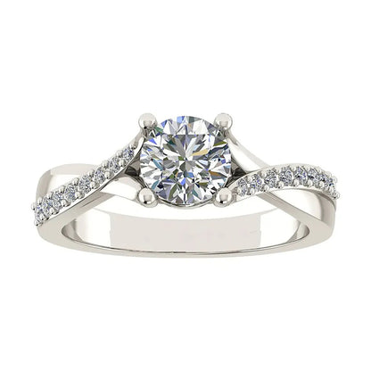 Round Platinum Lab Grown Diamond Set Shoulders - Lester & Brown