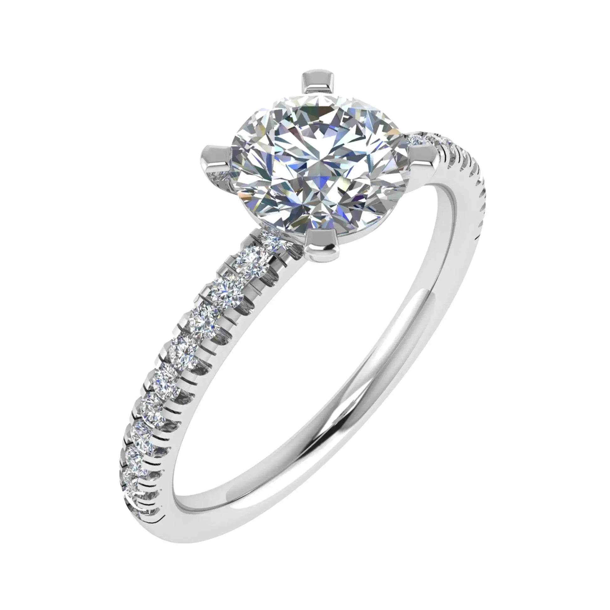 Round Platinum Lab Grown Diamond Set Shoulders - Lester & Brown
