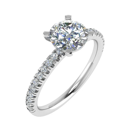 Round Platinum Lab Grown Diamond Set Shoulders - Lester & Brown