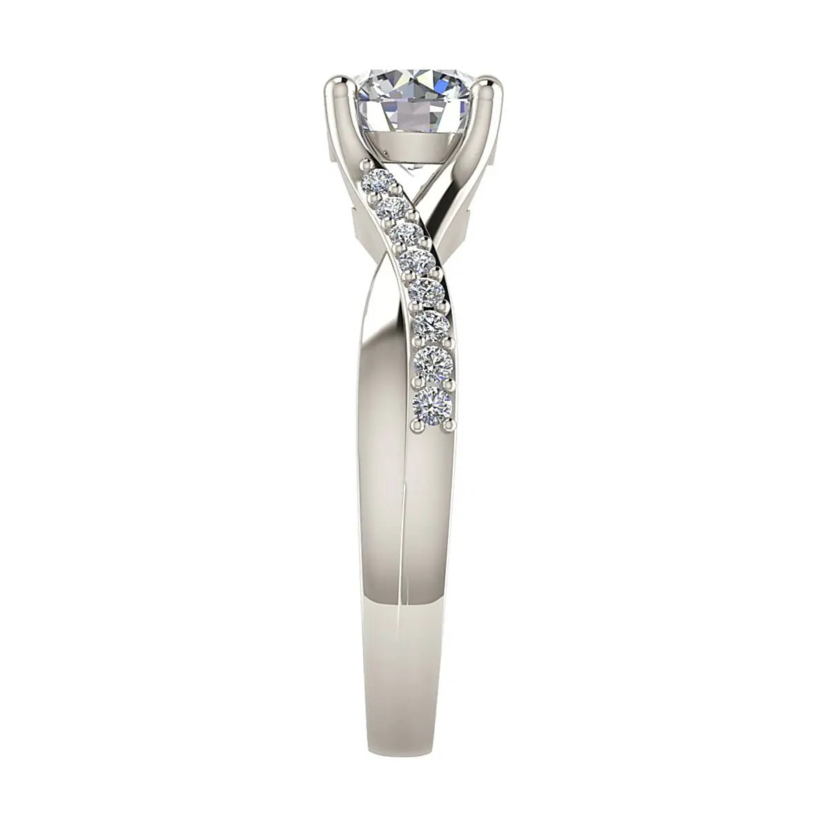 Round Platinum Lab Grown Diamond Set Shoulders - Lester & Brown