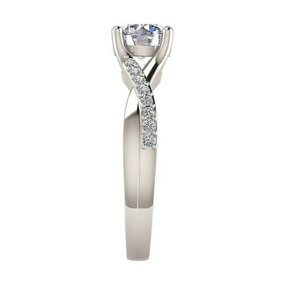 Round Platinum Lab Grown Diamond Set Shoulders - Lester & Brown