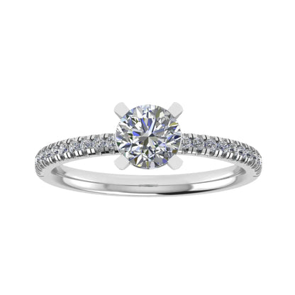 Round Platinum Lab Grown Diamond Set Shoulders - Lester & Brown