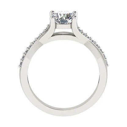 Round Platinum Lab Grown Diamond Set Shoulders - Lester & Brown