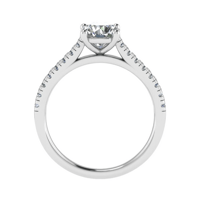 Round Platinum Lab Grown Diamond Set Shoulders - Lester & Brown