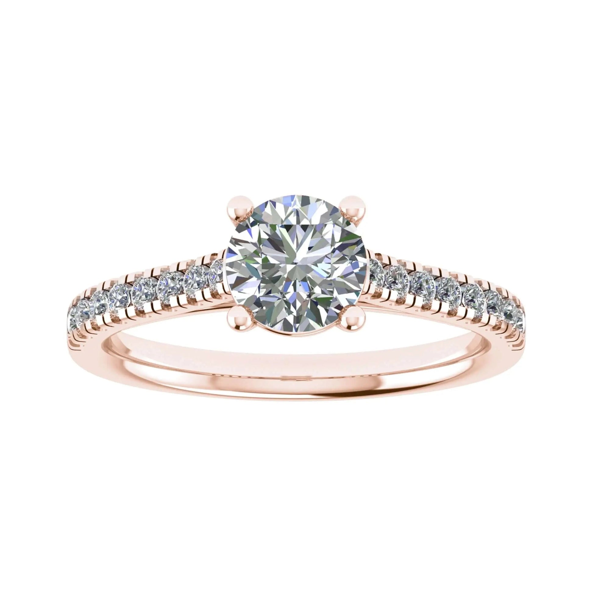 Round Rose Gold Lab Grown Diamond Set Shoulders - Lester & Brown