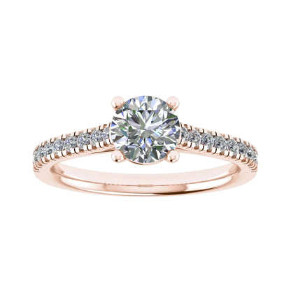 Round Rose Gold Lab Grown Diamond Set Shoulders - Lester & Brown