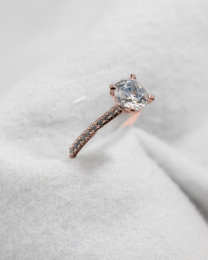 Round Rose Gold Lab Grown Diamond Set Shoulders - Lester & Brown