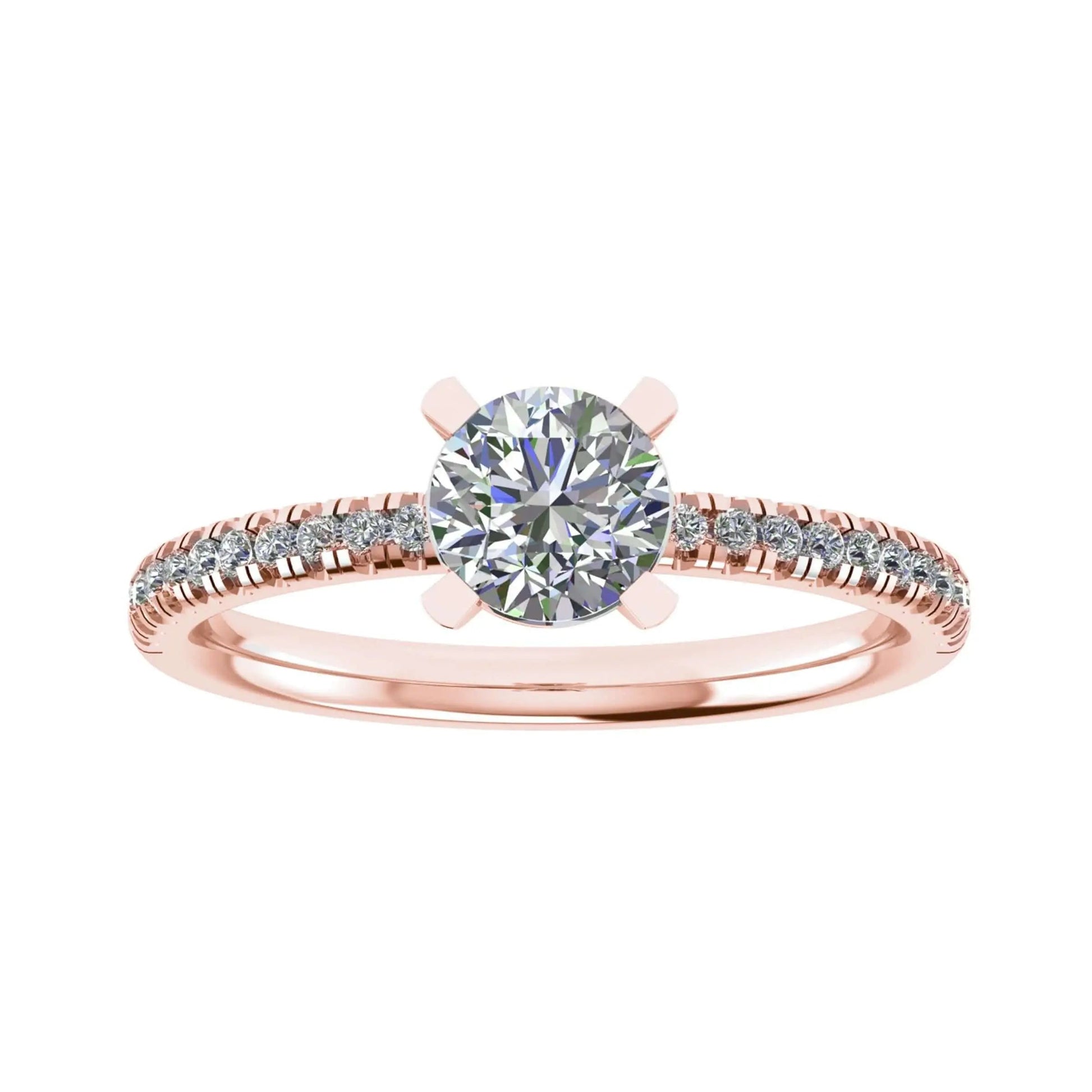 Round Rose Gold Lab Grown Diamond Set Shoulders - Lester & Brown