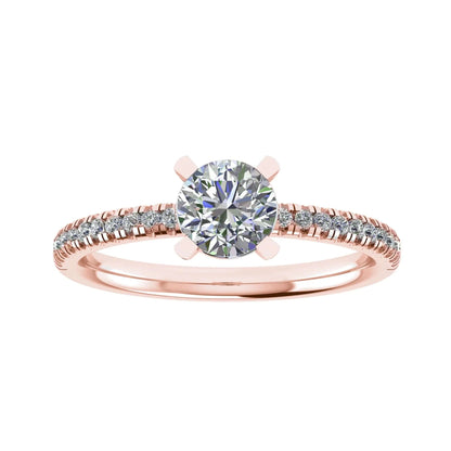 Round Rose Gold Lab Grown Diamond Set Shoulders - Lester & Brown