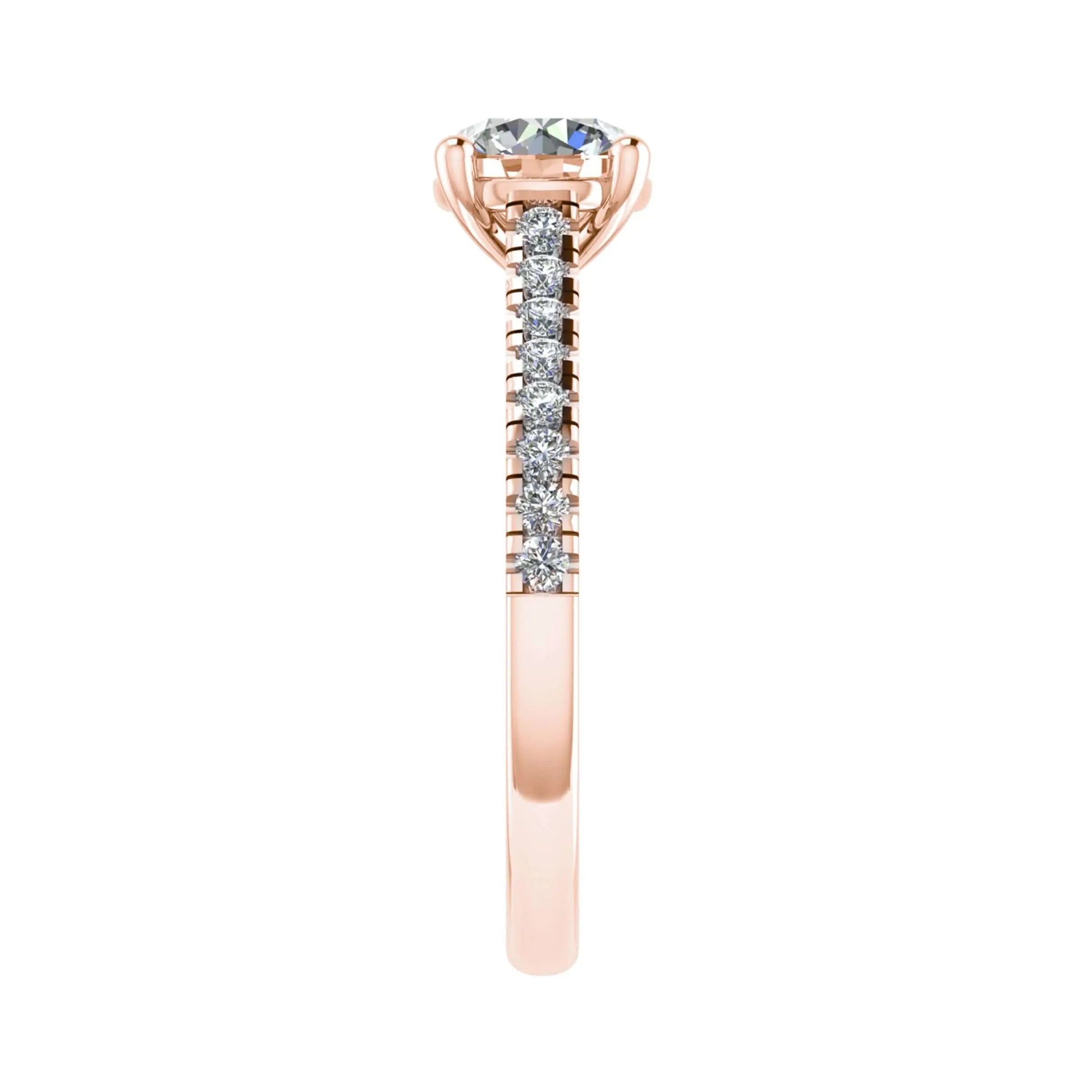 Round Rose Gold Lab Grown Diamond Set Shoulders - Lester & Brown
