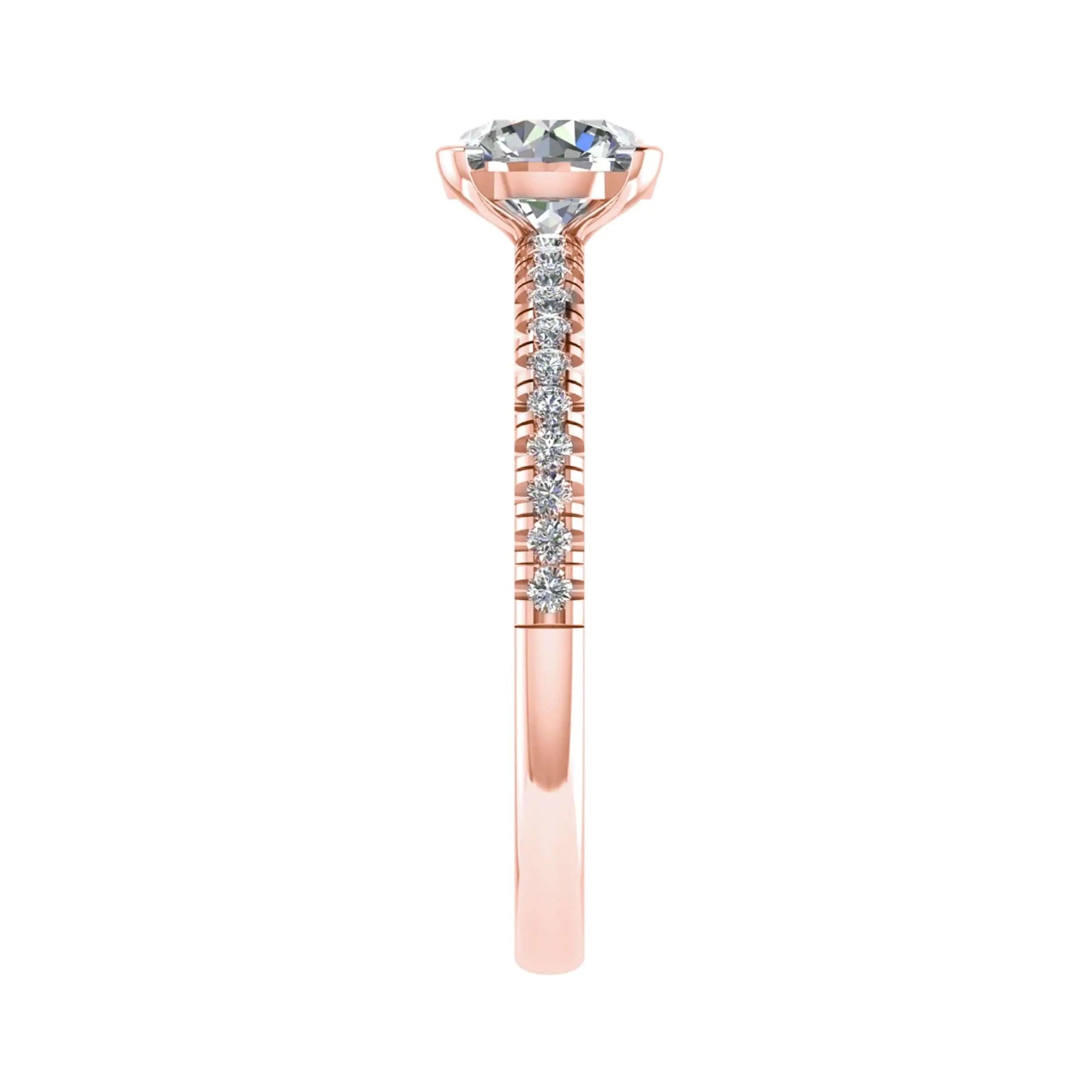Round Rose Gold Lab Grown Diamond Set Shoulders - Lester & Brown