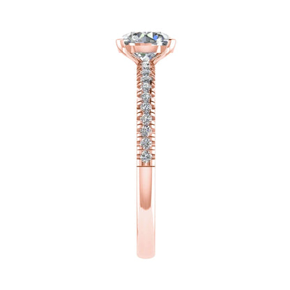 Round Rose Gold Lab Grown Diamond Set Shoulders - Lester & Brown