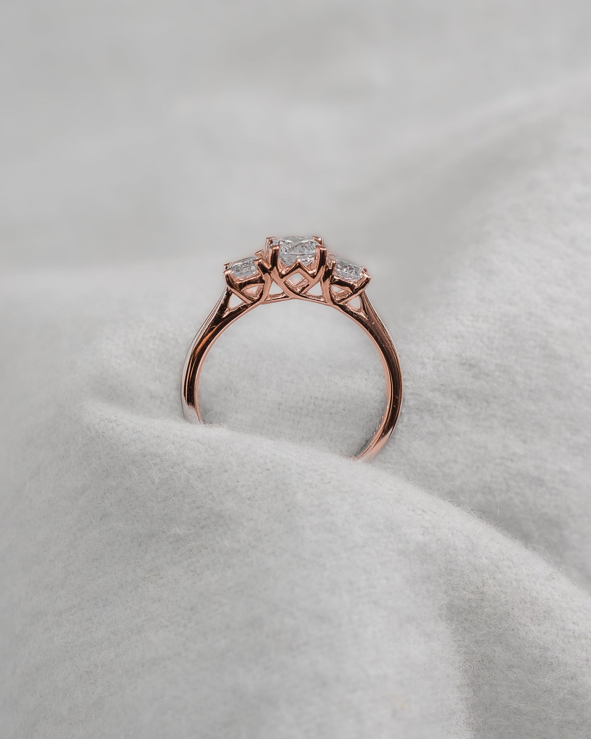Round Rose Gold Lab Grown Diamond Trilogy - Lester & Brown