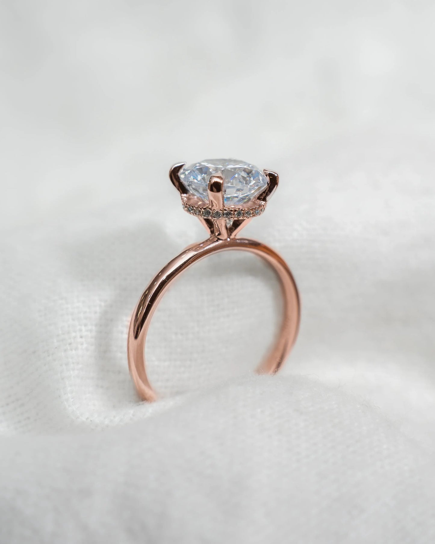 Round Rose Gold Lab Grown Solitaire (Hidden Halo) - Lester & Brown