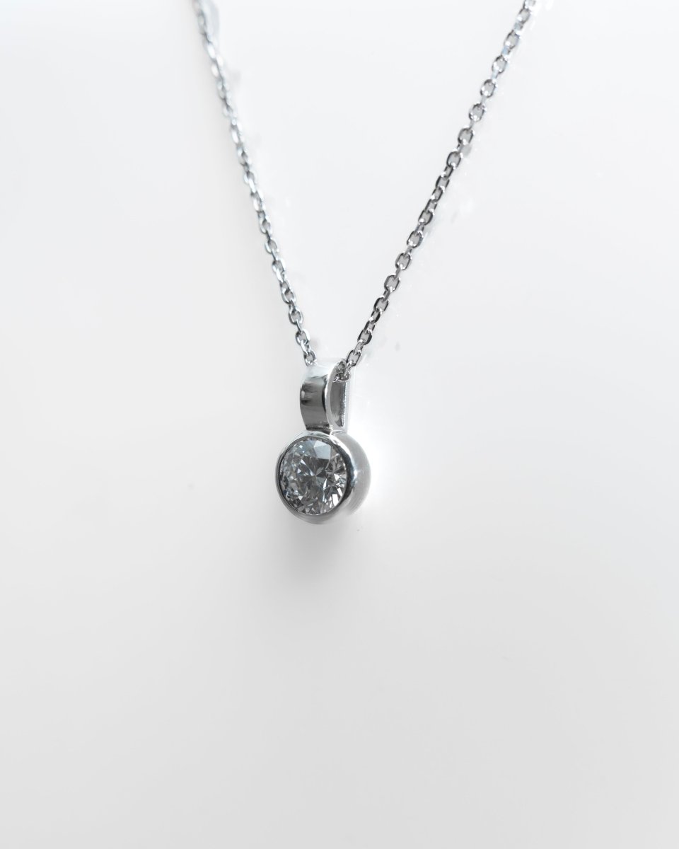 Round Rub - Over 1ct Lab - Grown Diamond Pendant | 18K White Gold - Lester & Brown