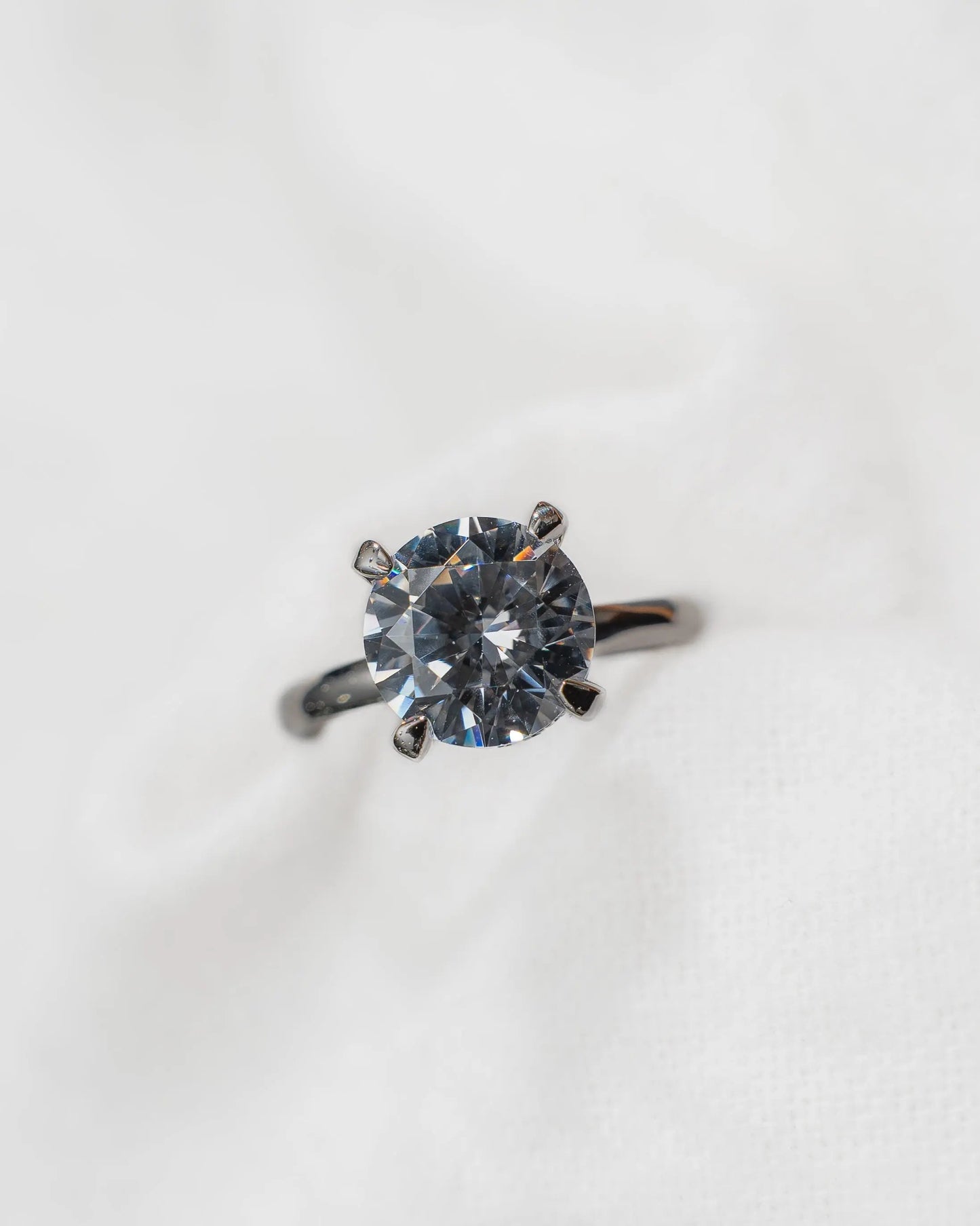 Round White Gold Lab Grown Solitaire (Hidden Halo) - Lester & Brown