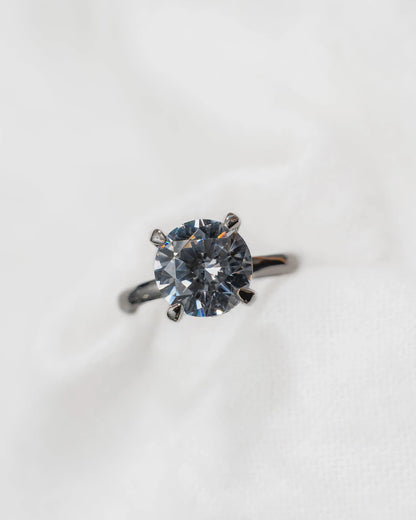 Round White Gold Lab Grown Solitaire (Hidden Halo) - Lester & Brown
