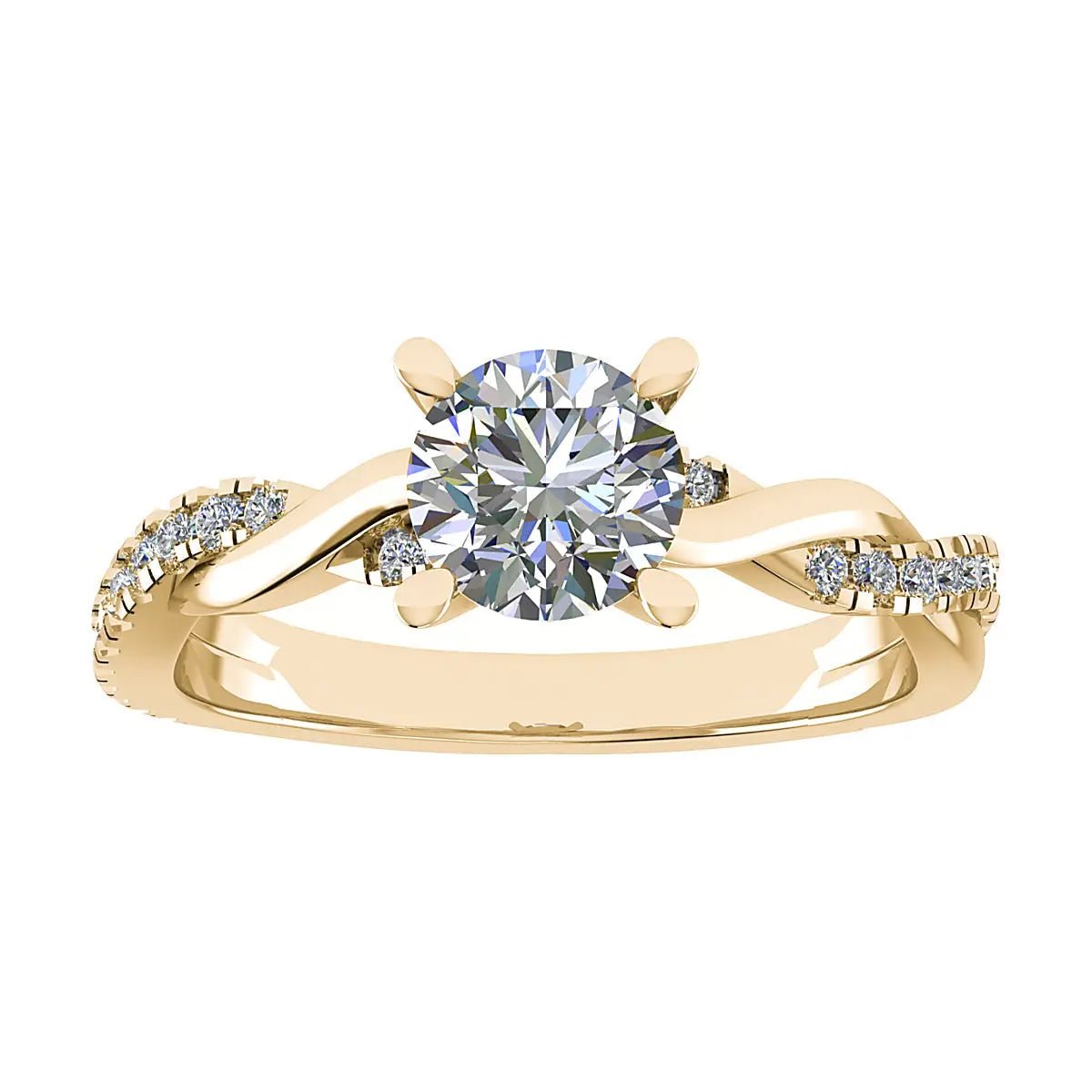 Round Yellow Gold Lab Grown Diamond Set Shoulders - Lester & Brown