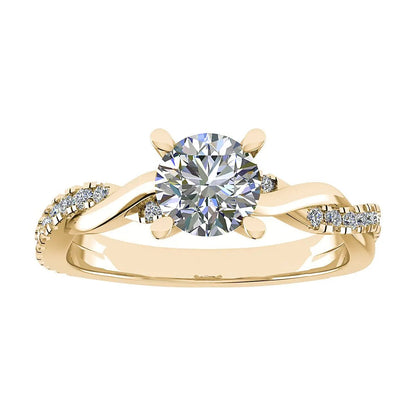 Round Yellow Gold Lab Grown Diamond Set Shoulders - Lester & Brown