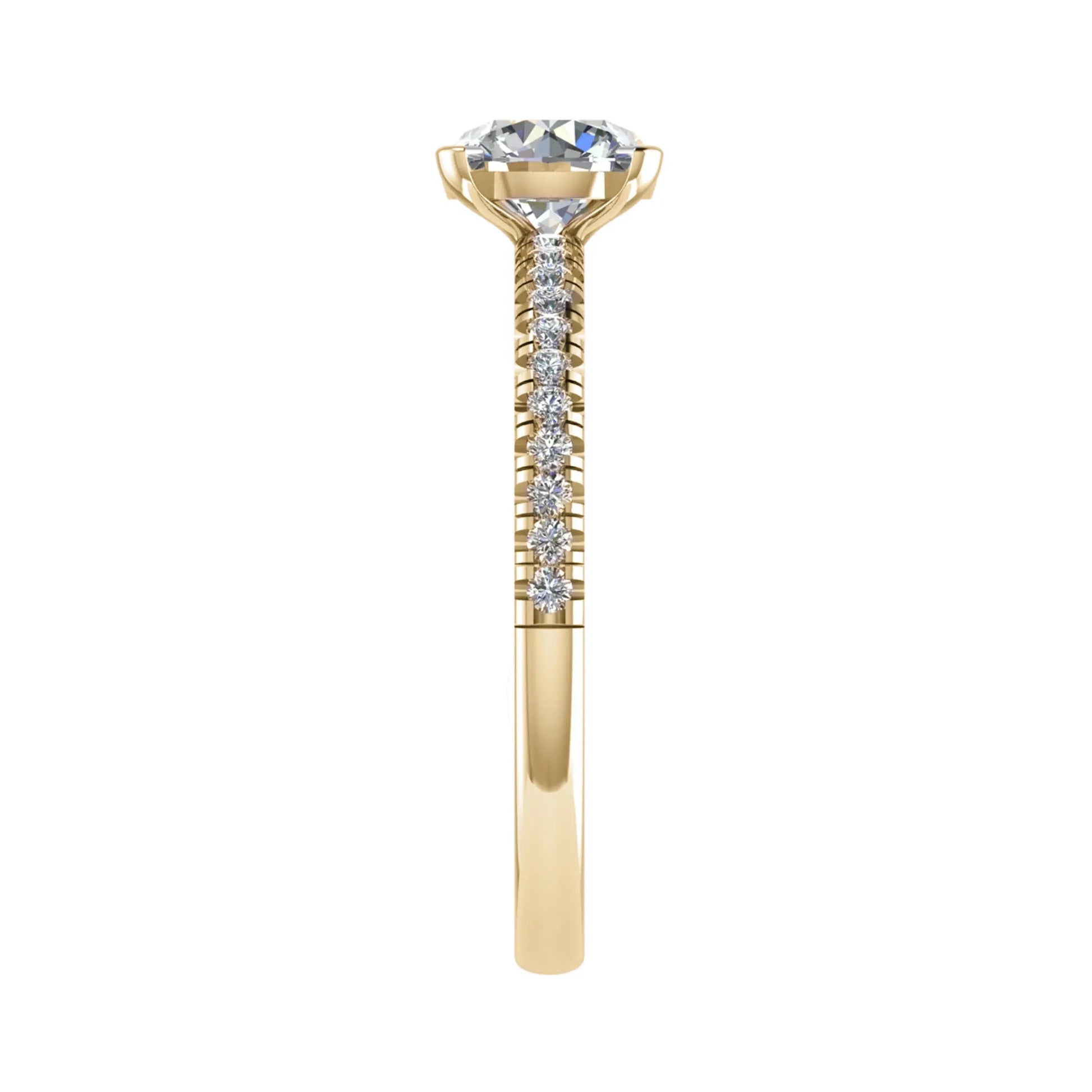 Round Yellow Gold Lab Grown Diamond Set Shoulders - Lester & Brown