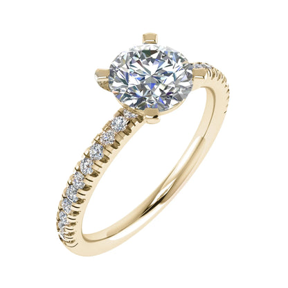 Round Yellow Gold Lab Grown Diamond Set Shoulders - Lester & Brown
