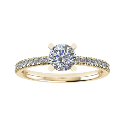 Round Yellow Gold Lab Grown Diamond Set Shoulders - Lester & Brown