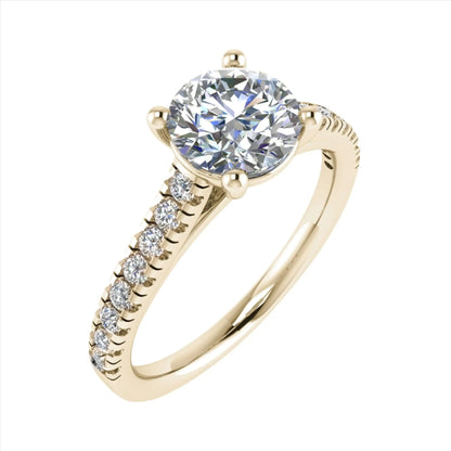 Round Yellow Gold Lab Grown Diamond Set Shoulders - Lester & Brown