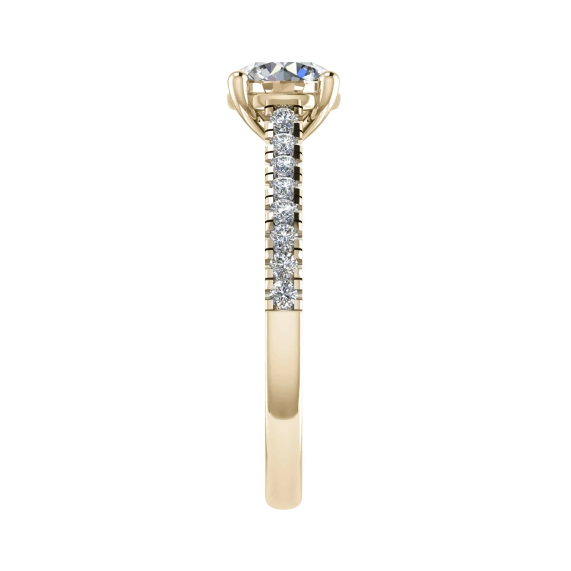 Round Yellow Gold Lab Grown Diamond Set Shoulders - Lester & Brown